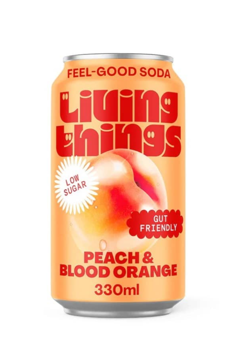 Living Things Peach & Blood Orange Prebiotic Soda