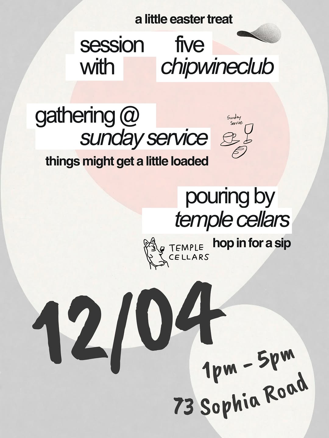 Sun 12 Apr: Chip Wine Club x Sunday Service x Temple Cellars